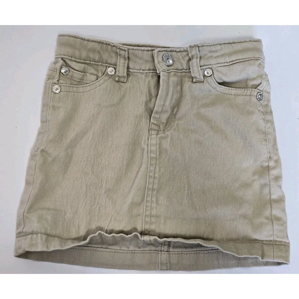 Seven For All Mankind Skirt Girls 4 Mini Stretch Beige Denim Jean